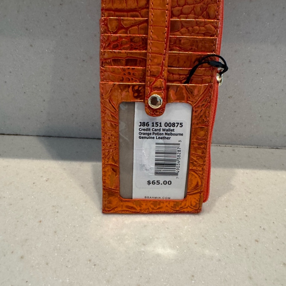 Brahmin Tangerine Croc-Embossed Card Holder